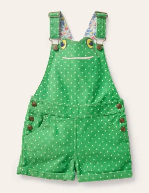 Animal Short Cord Dungarees-Iguana Green Frog