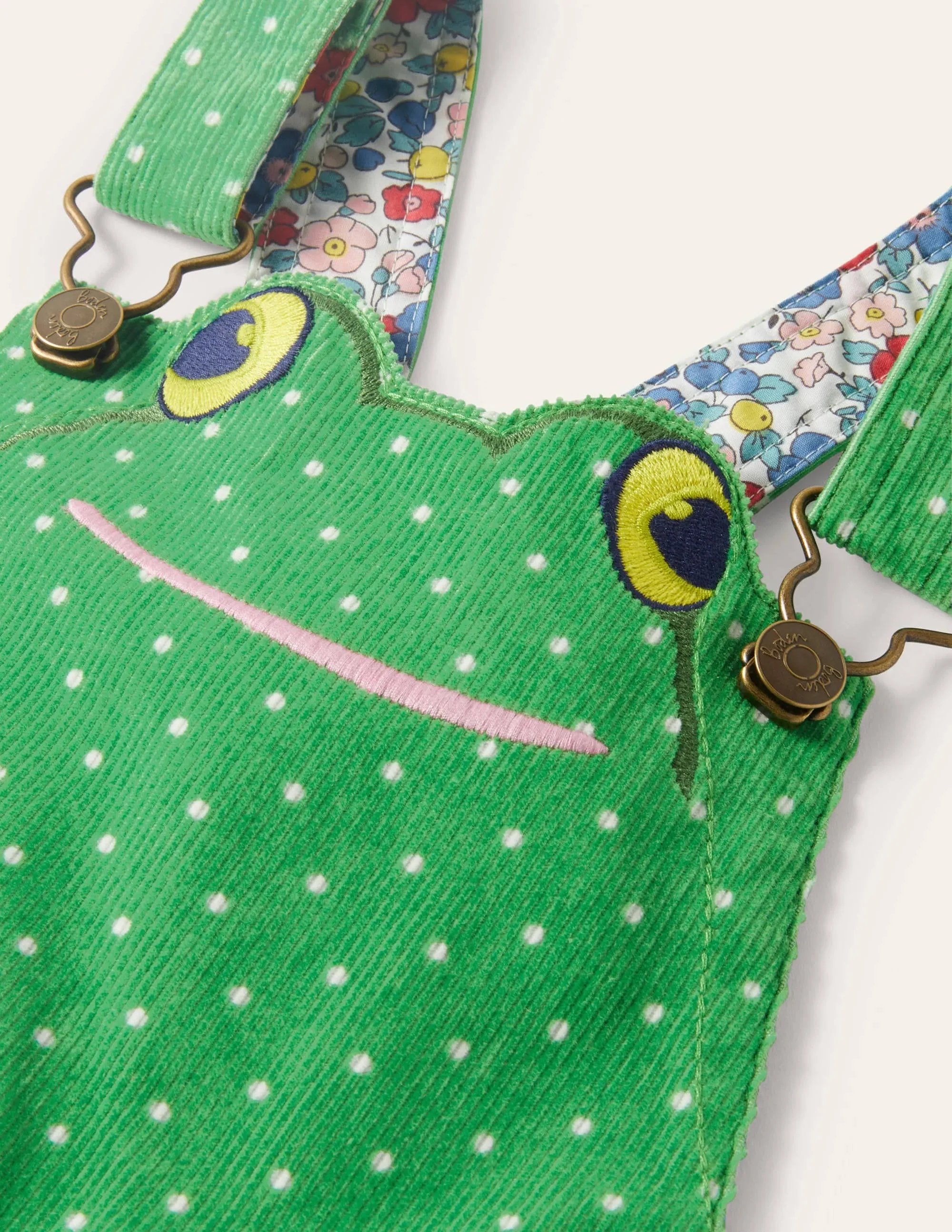 Animal Short Cord Dungarees-Iguana Green Frog