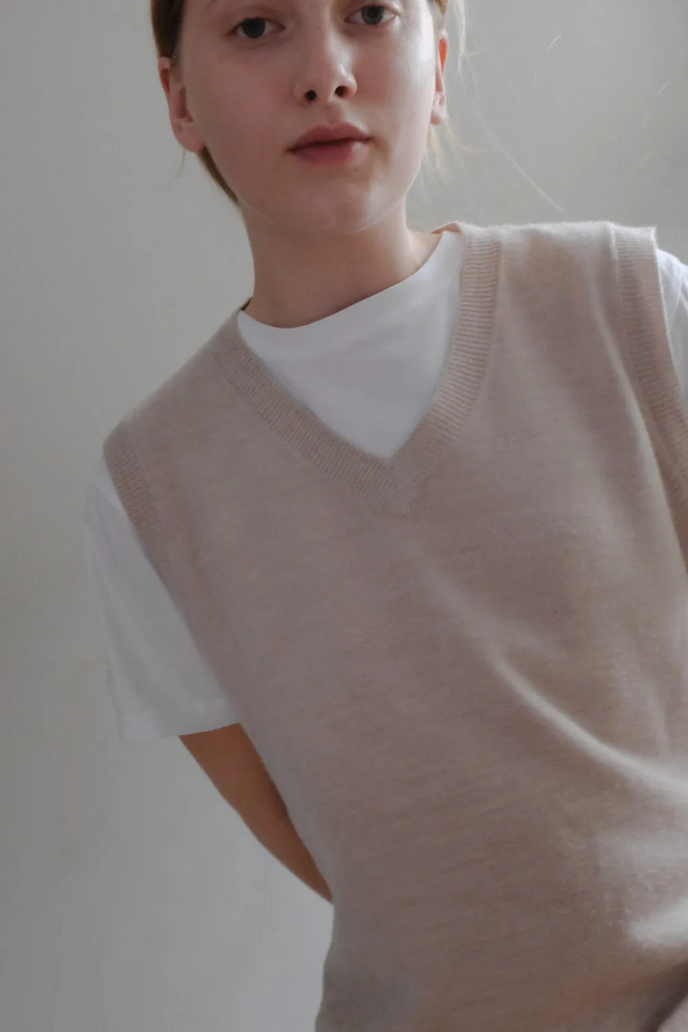 BEIGE SLIP-OVER VEST
