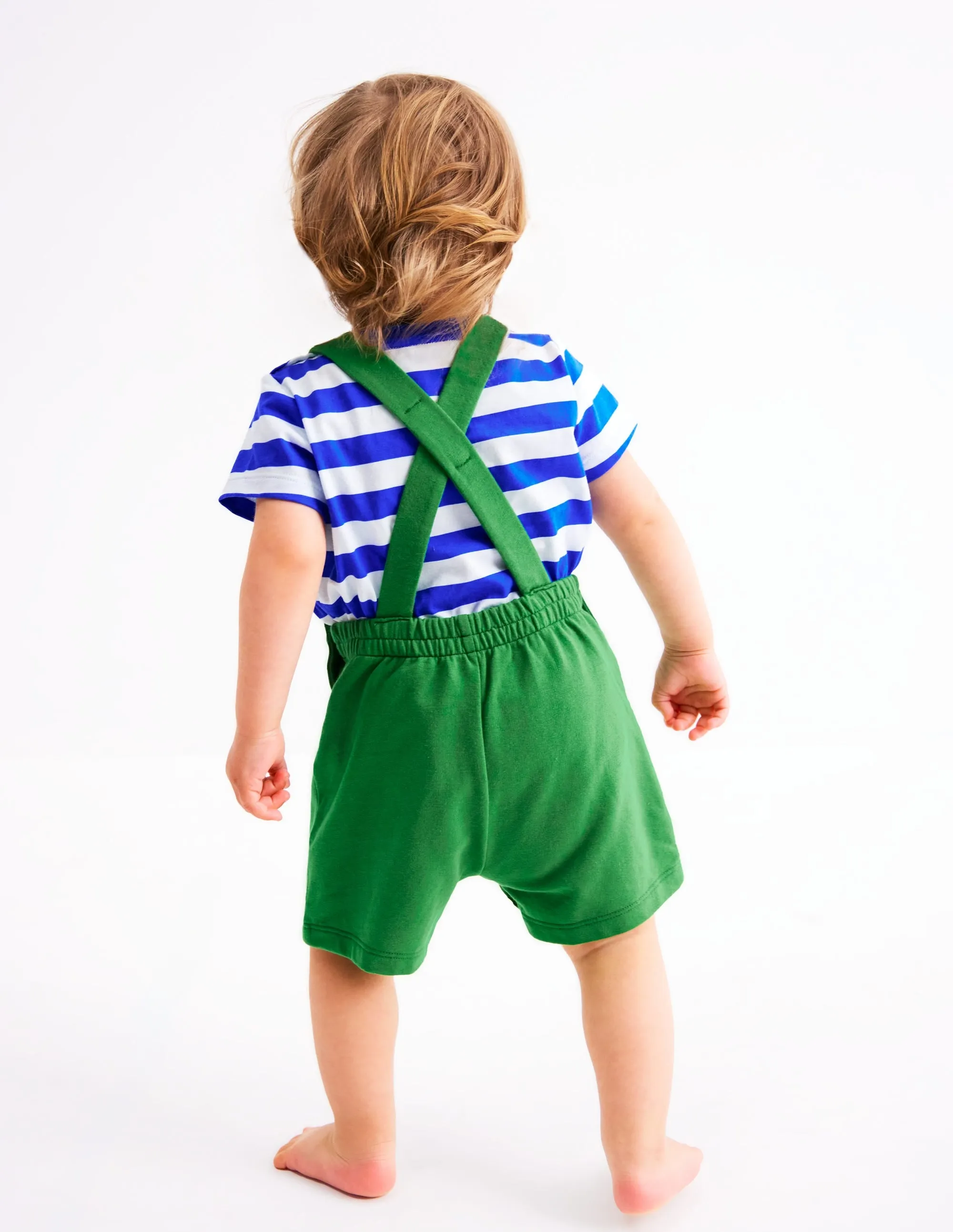 Boucle Jersey Dungaree Set-Green Jungle Animals