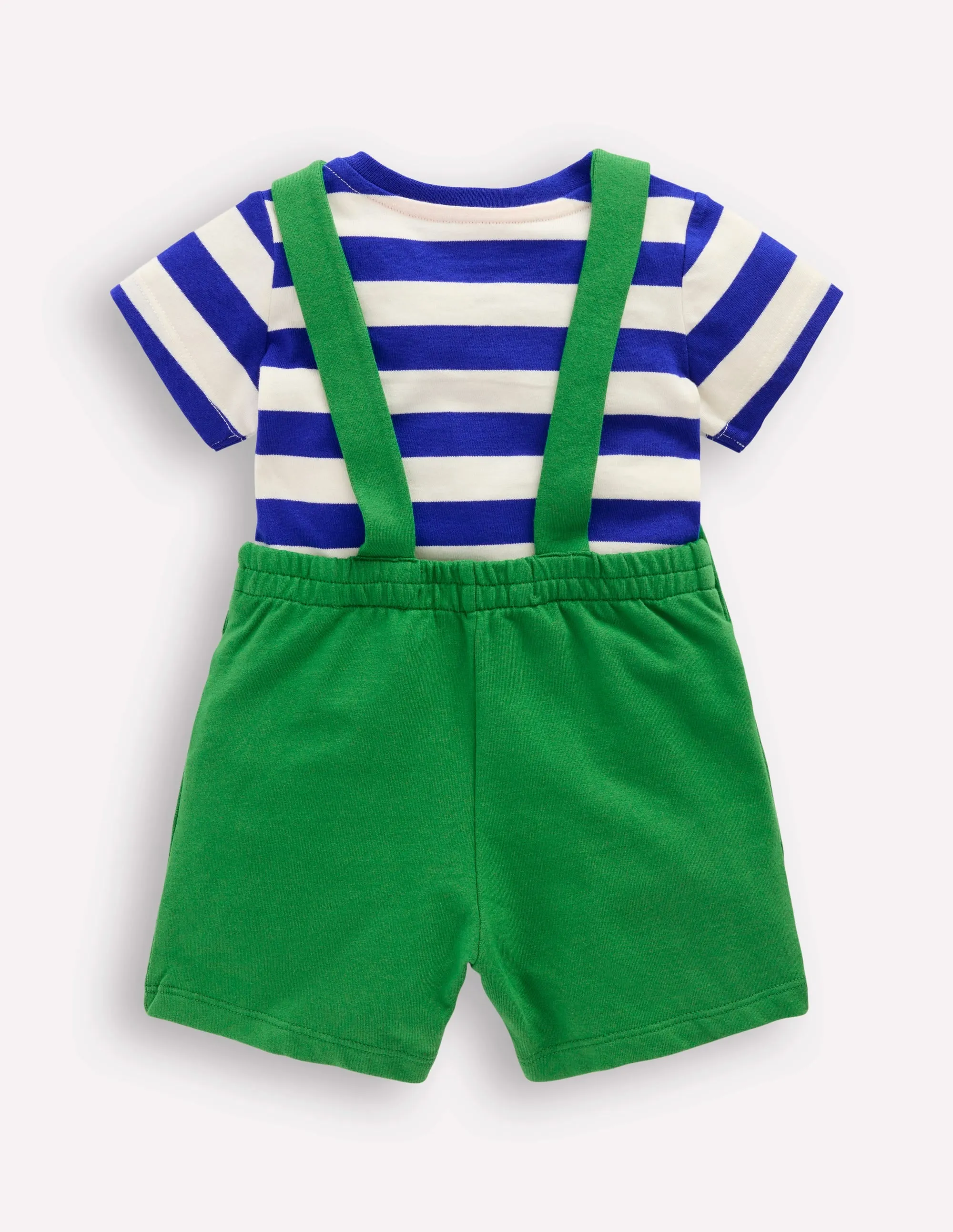 Boucle Jersey Dungaree Set-Green Jungle Animals