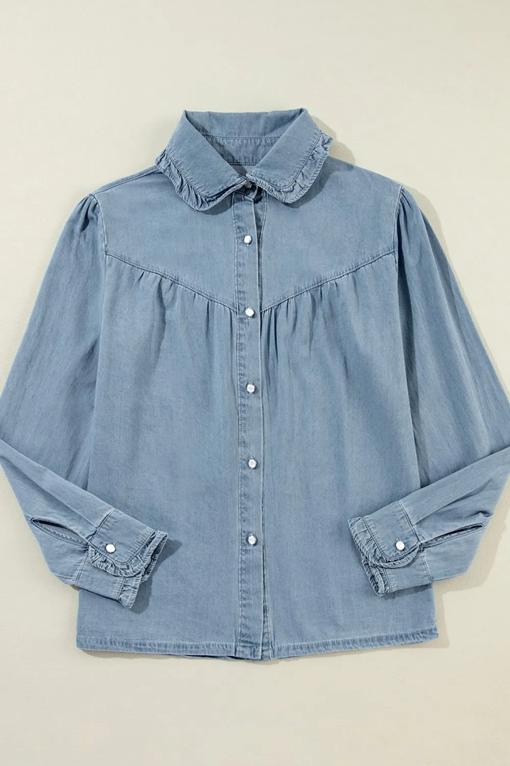 Button Up Long Sleeve Denim Top