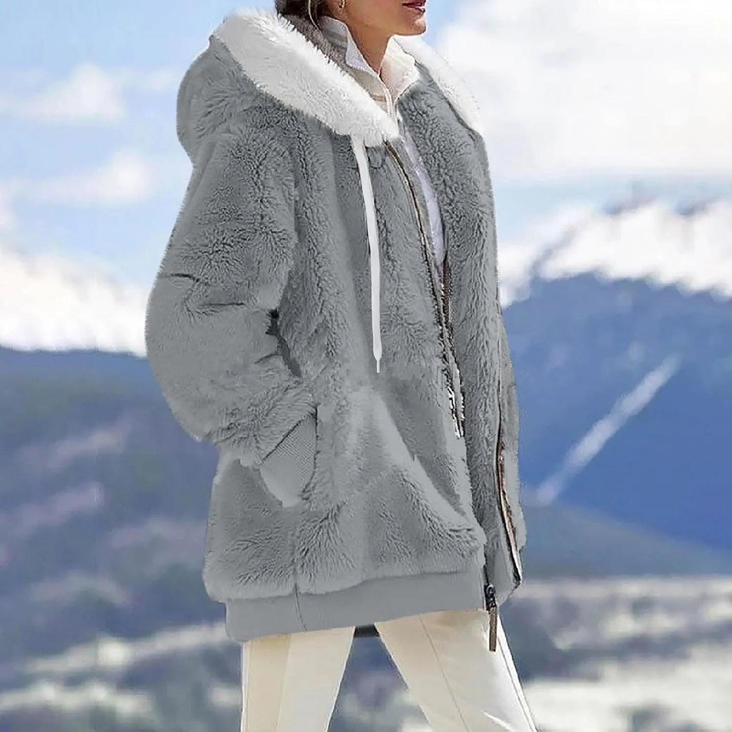 ChicCrate Winter Coats for Women Fleece Sherpa Jacket Fuzzy Hoodie Plush Sweatshirt Long Sleeve Cute Tops Winter Warm Outwear