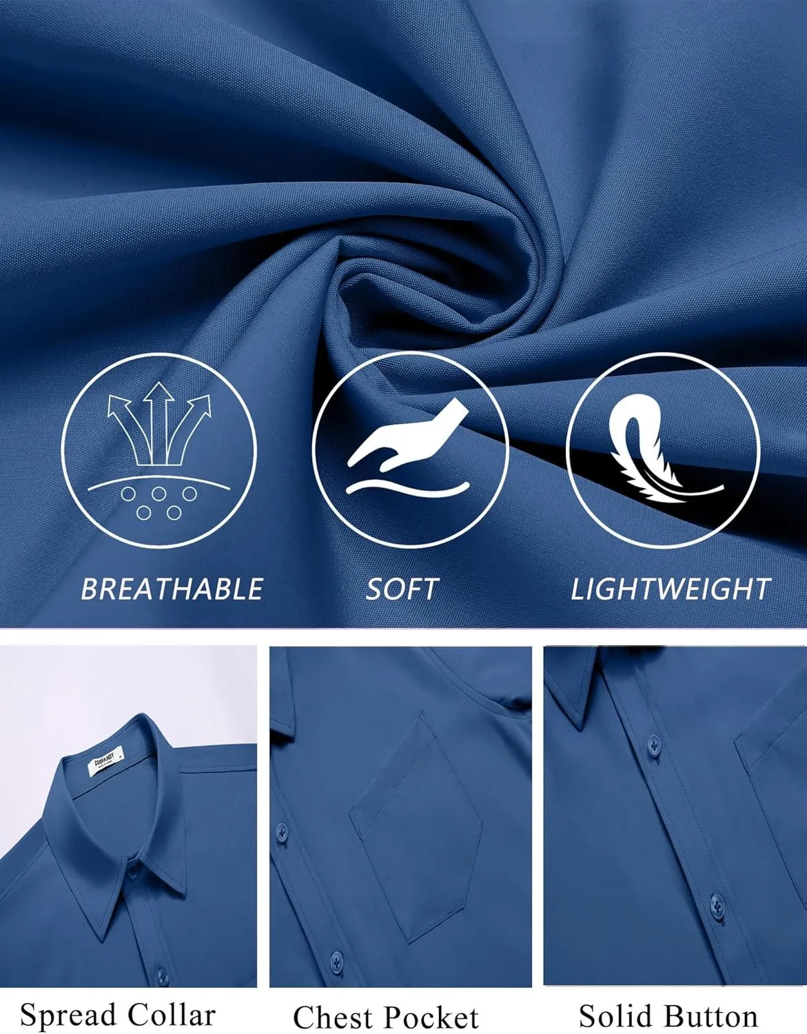 COOFANDY Mens Casual Button Down Shirts Short Sleeve Summer Untucked Dress Shirt with Pocket