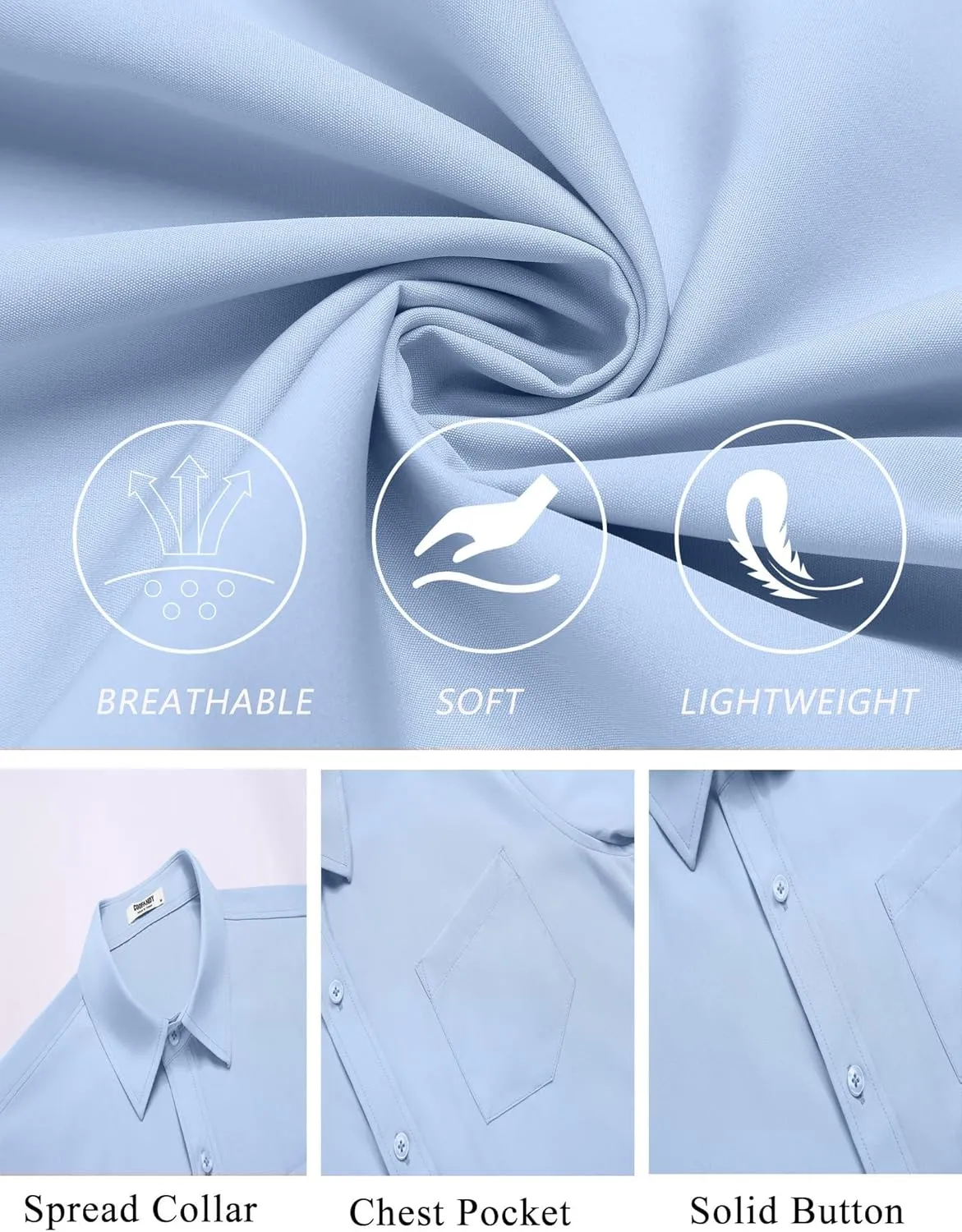 COOFANDY Mens Casual Button Down Shirts Short Sleeve Summer Untucked Dress Shirt with Pocket