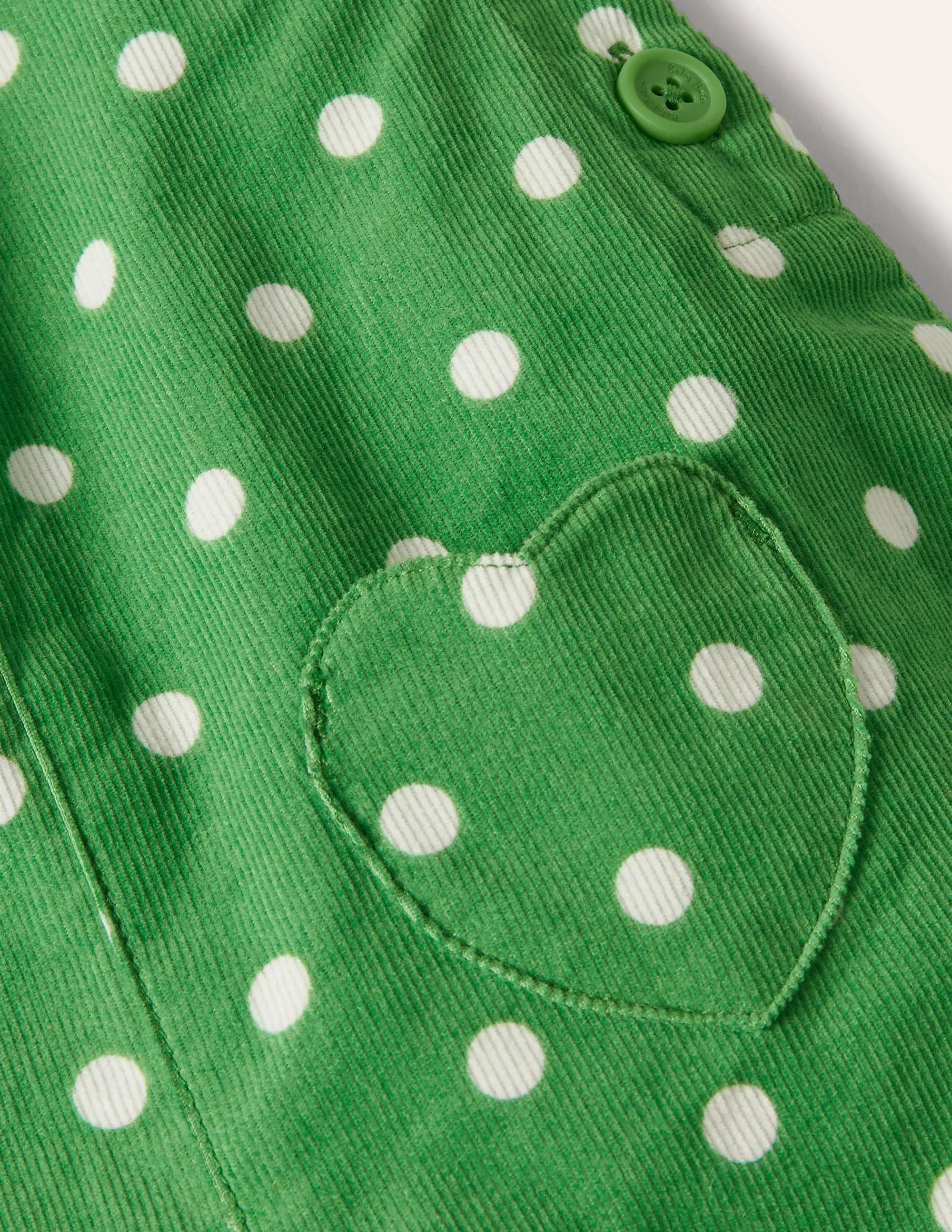 Cord Dungarees-Iguana Green Pin Spot