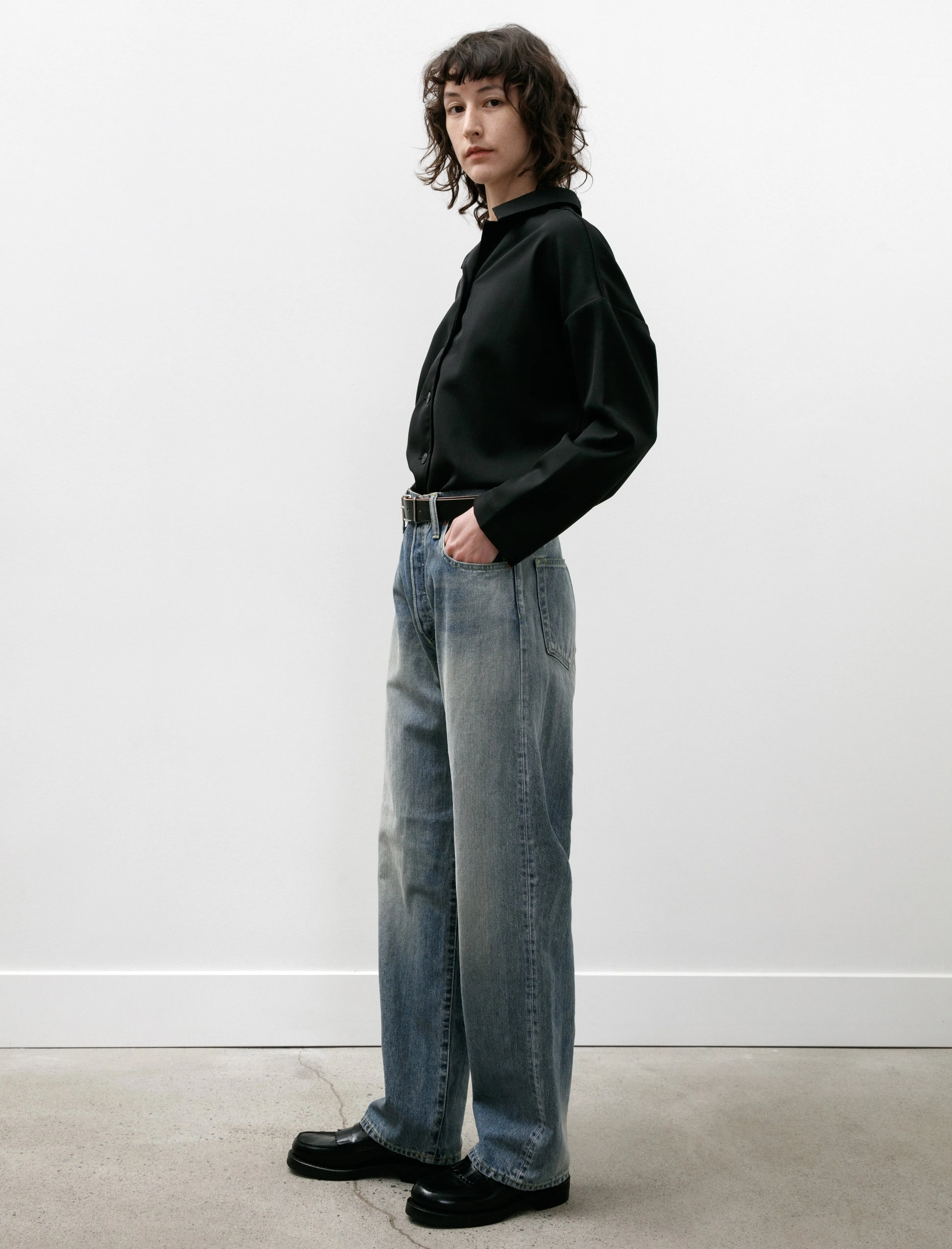 Denim Straight Pants Indigo Fade