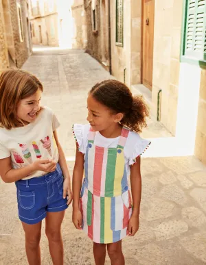 Dungaree Dress-Multi Rainbow Stripe