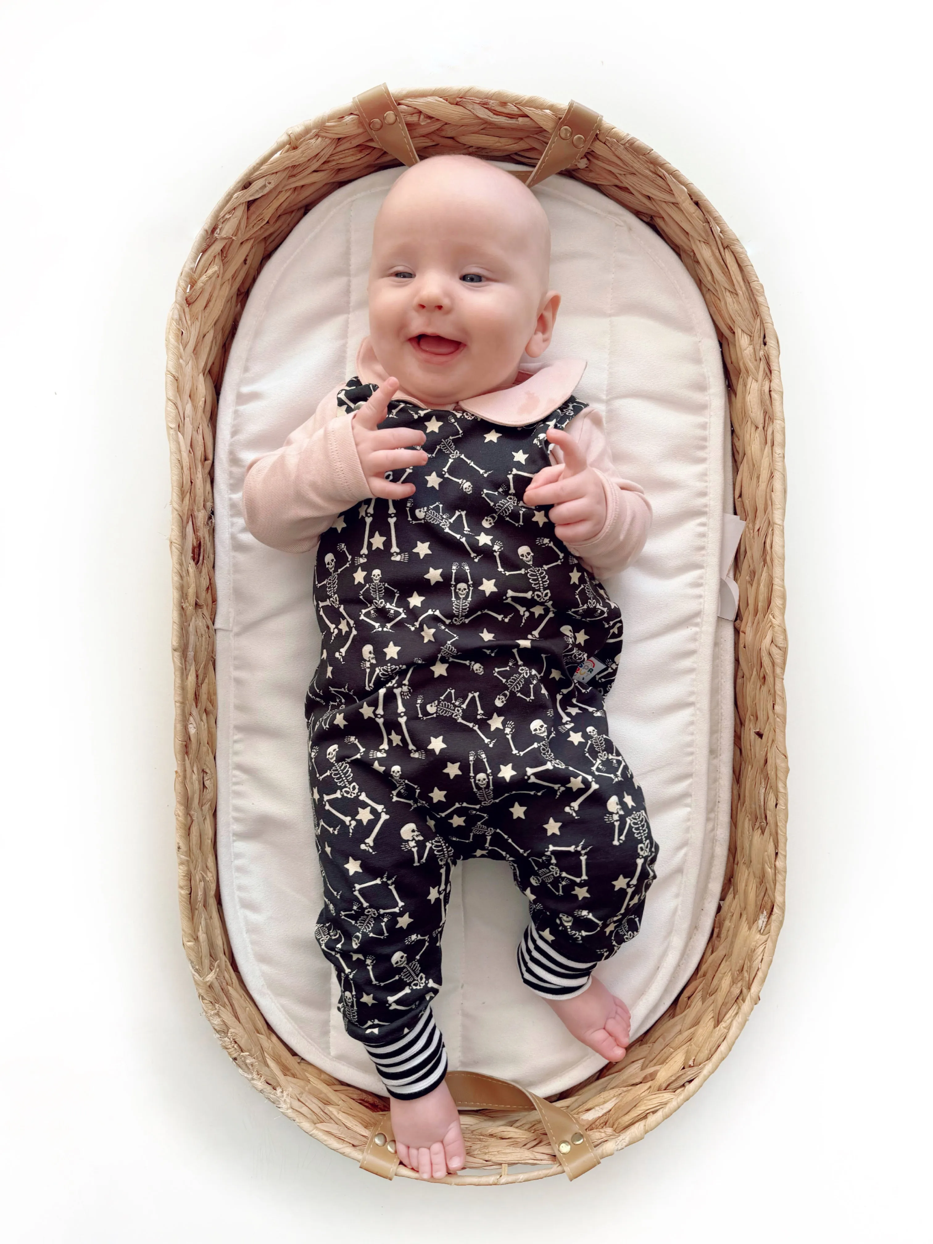 Halloween Skeleton Organic Dungarees | Kids Unisex Romper | Baby Dungarees