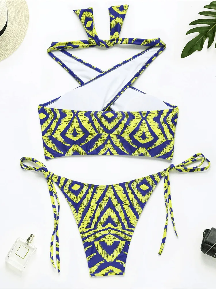 Halter Cross Strappy Swimwear