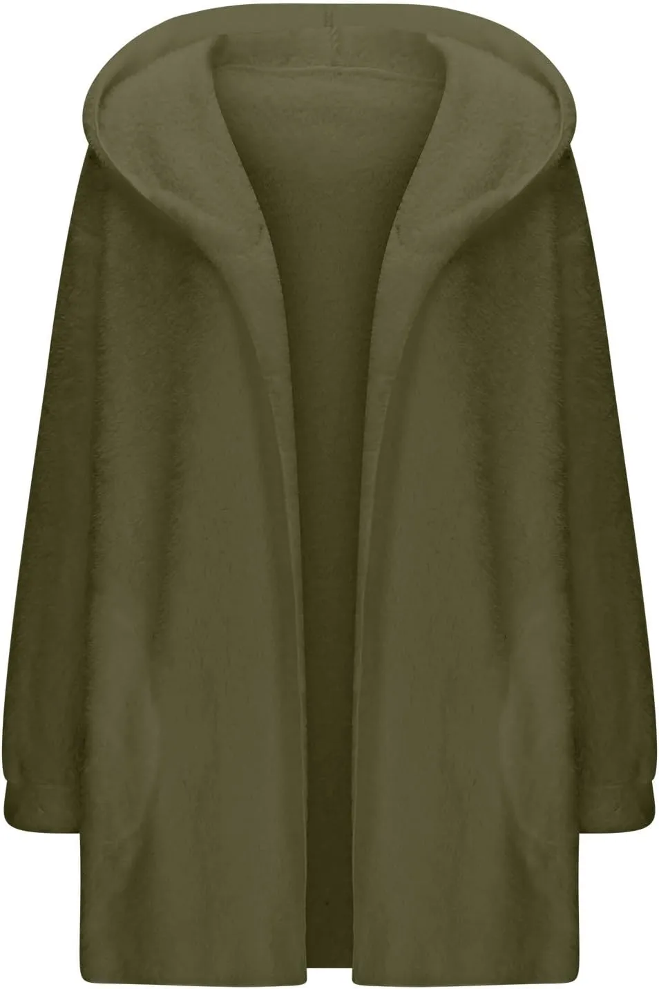 jovati Womens Winter Long Sleeve Solid Fuzzy Fleece Open Front Hooded Cardigans Jacket Coats Outerwear with Pocket 2024