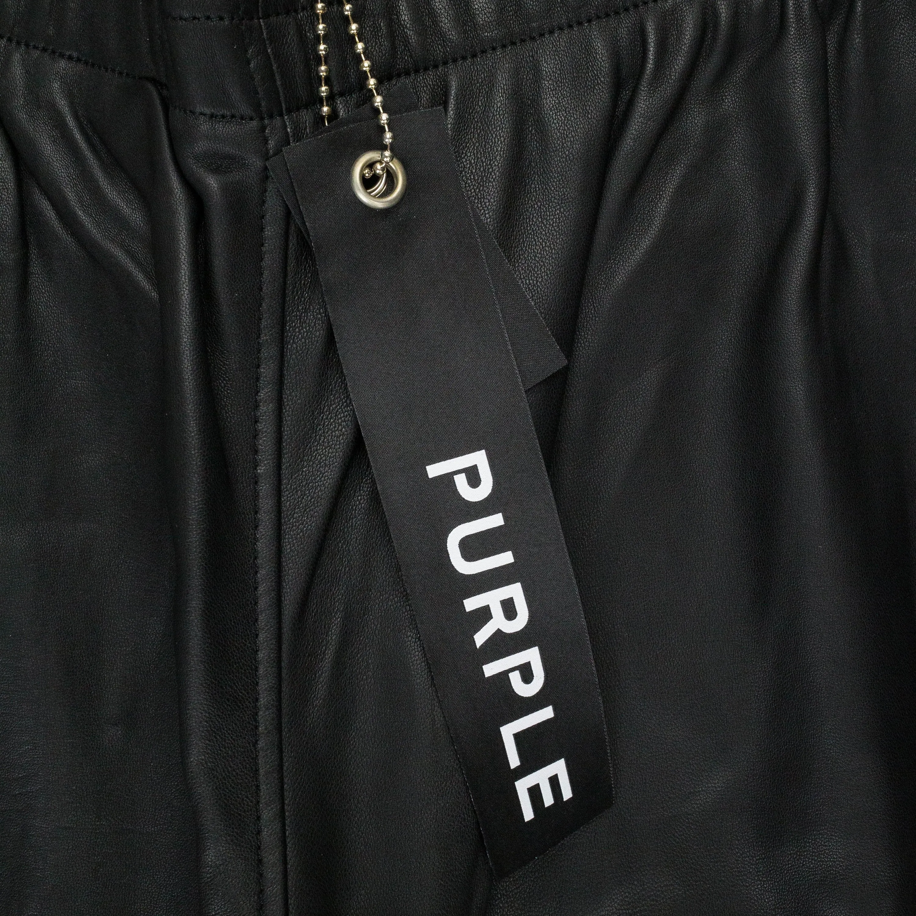 LEATHER SIDE ZIP TRACK PANT BLACK TRACK PANTS