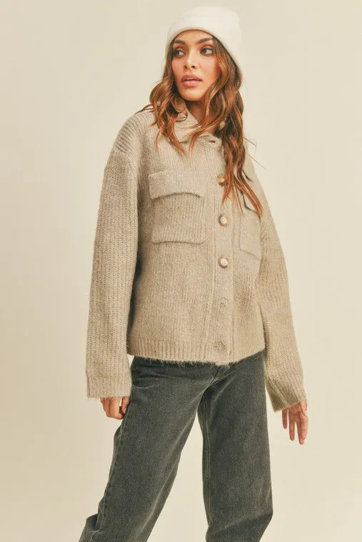 Lisa Rib Knit Shirt Cardigan