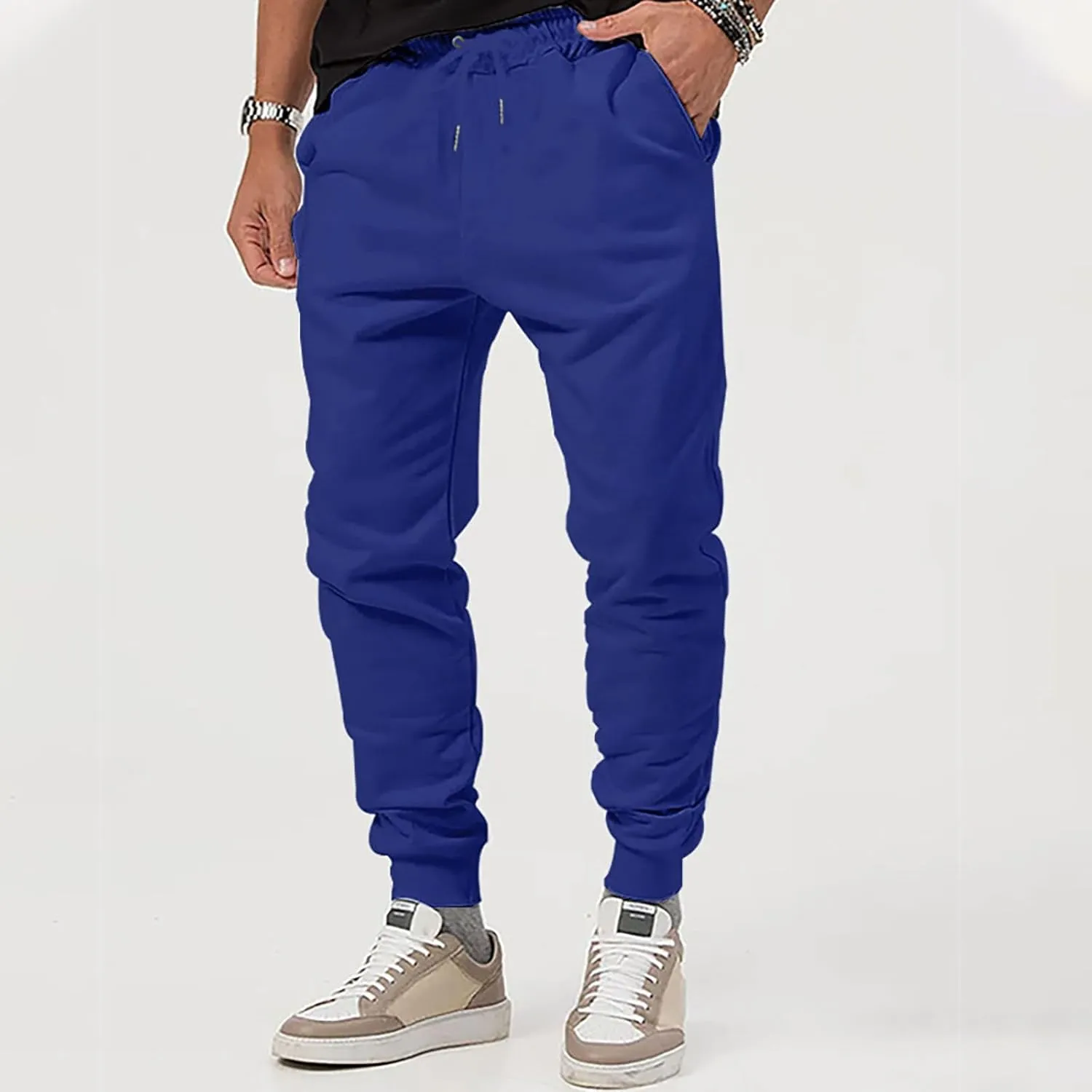 Mens Slim Fit Sweatpants Casual Elastic Waist Active Jpggers Trousers with Pockets Cinch Bottom Tapered Track Pants