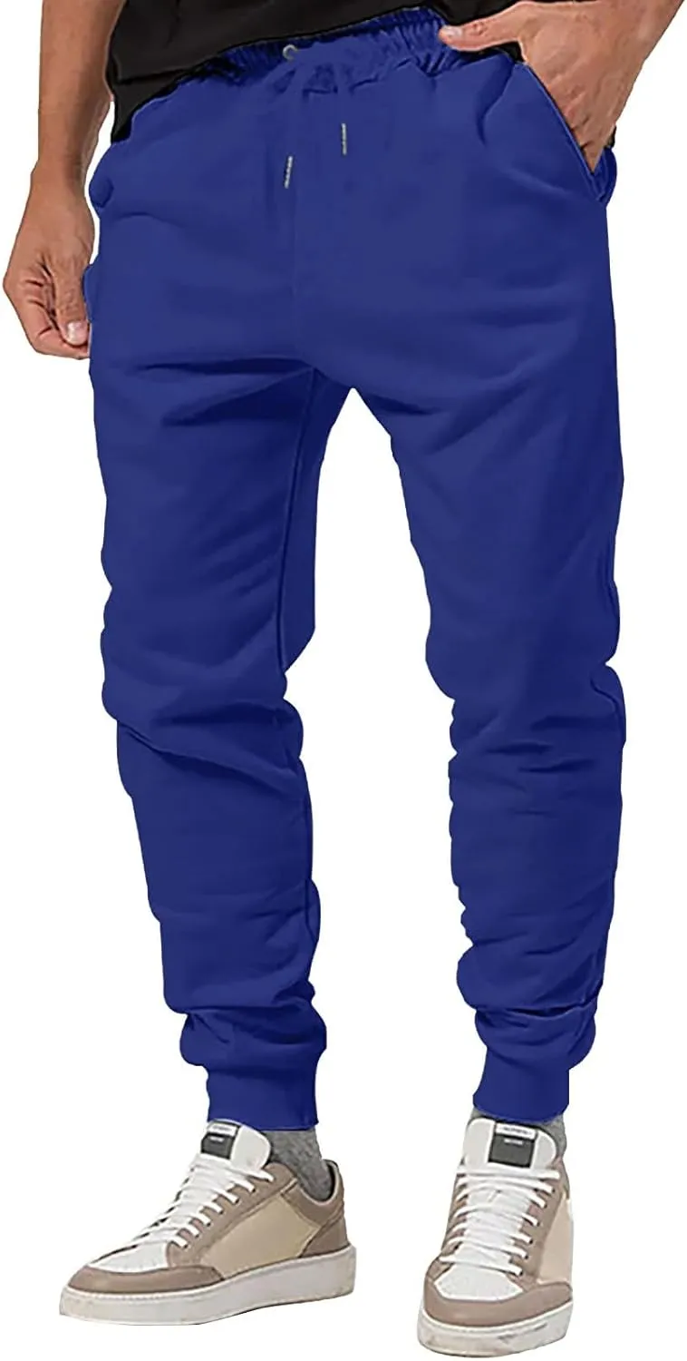 Mens Slim Fit Sweatpants Casual Elastic Waist Active Jpggers Trousers with Pockets Cinch Bottom Tapered Track Pants