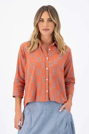 Network Shirt Orange in Woven Cotton