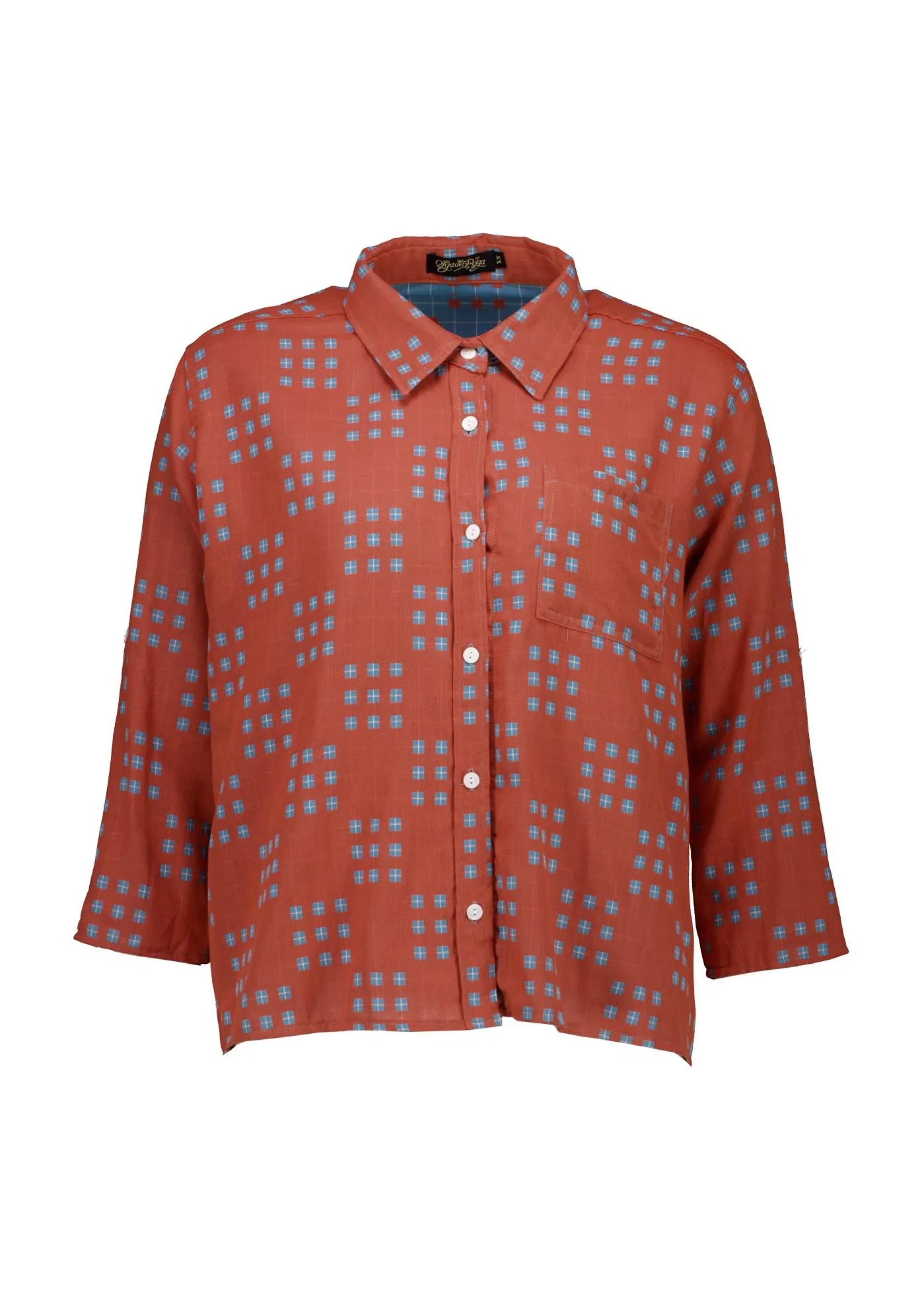 Network Shirt Orange in Woven Cotton