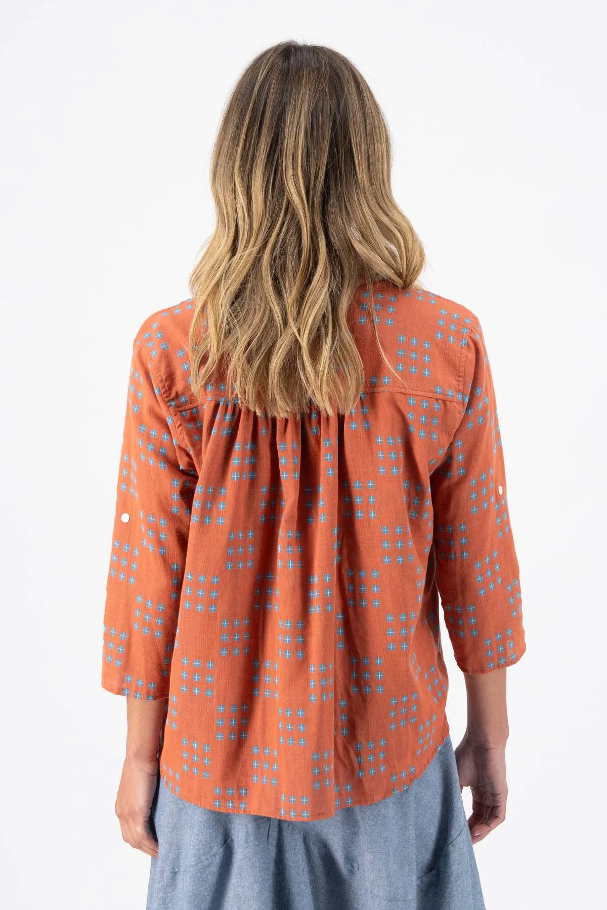 Network Shirt Orange in Woven Cotton