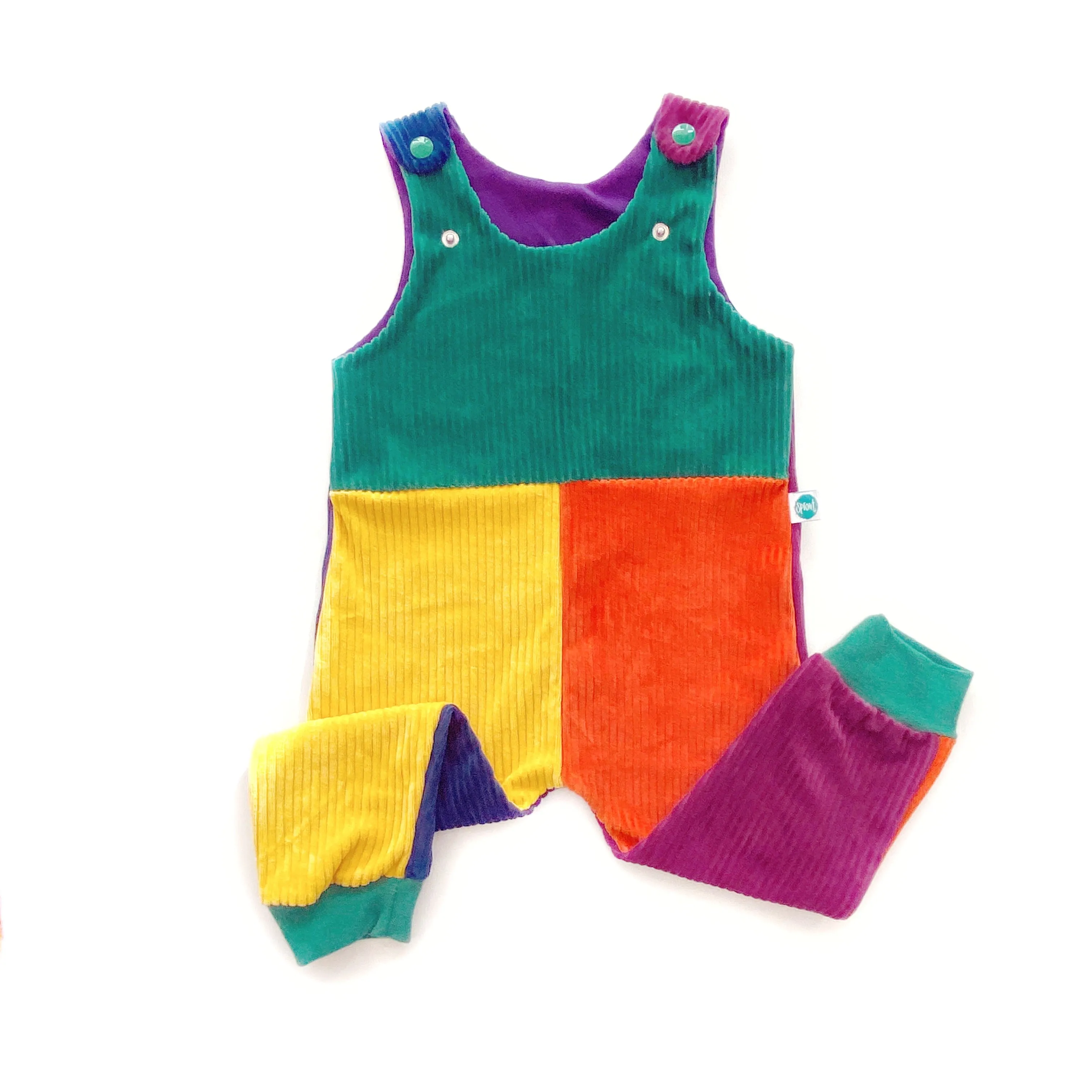 Organic Colour-Block Corduroy Unisex Kids Dungarees