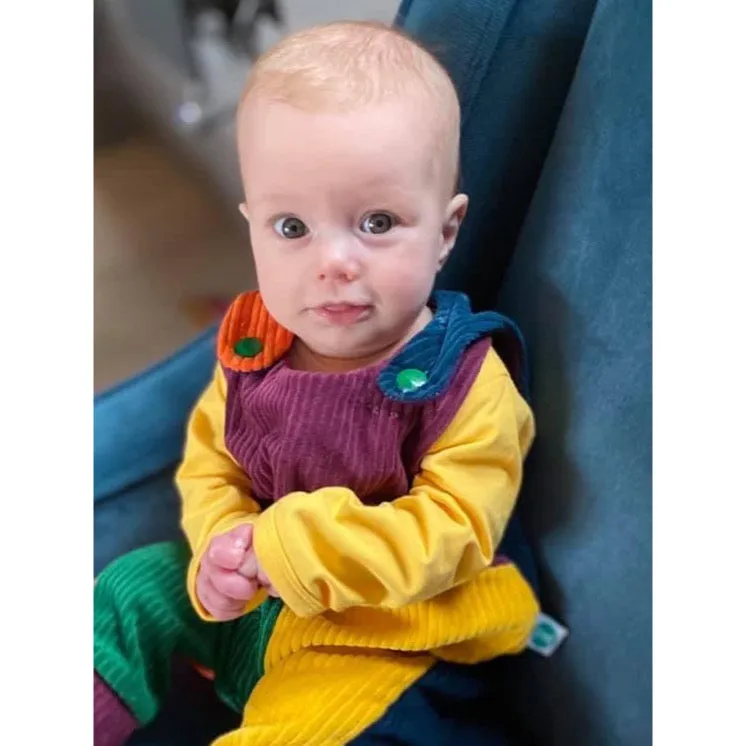 Organic Colour-Block Corduroy Unisex Kids Dungarees