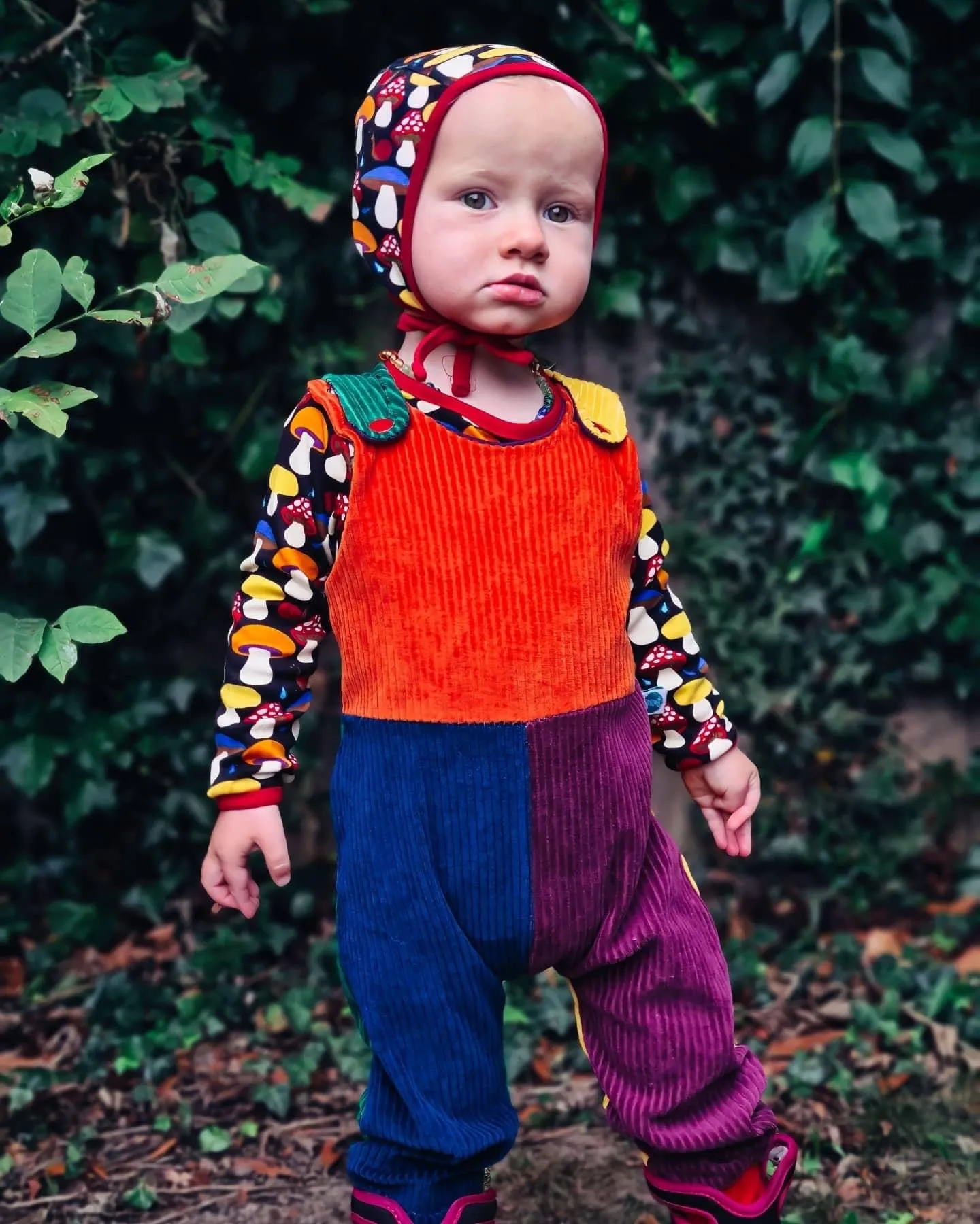 Organic Colour-Block Corduroy Unisex Kids Dungarees