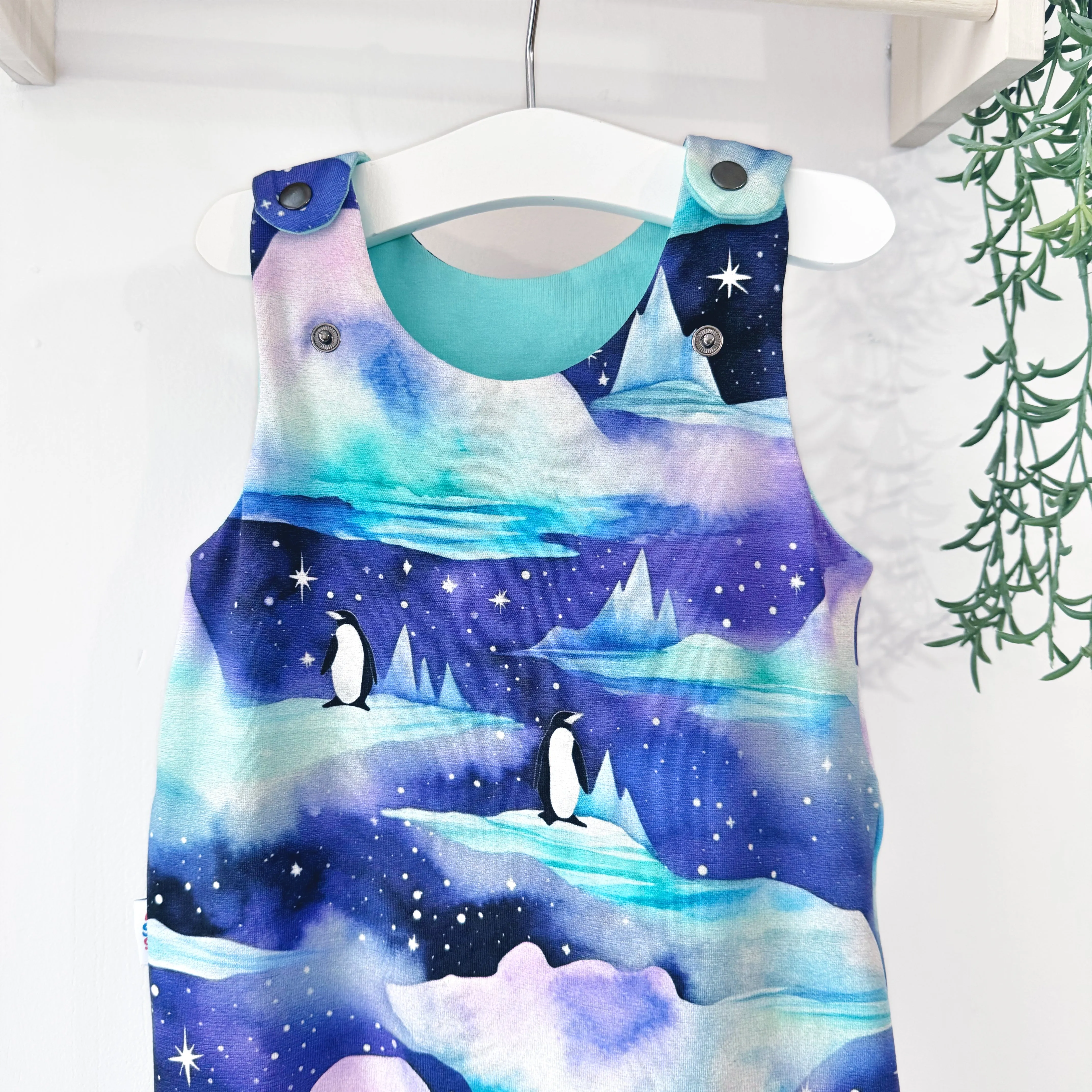 Penguin Organic Dungarees | Kids Unisex Romper | Baby Dungarees
