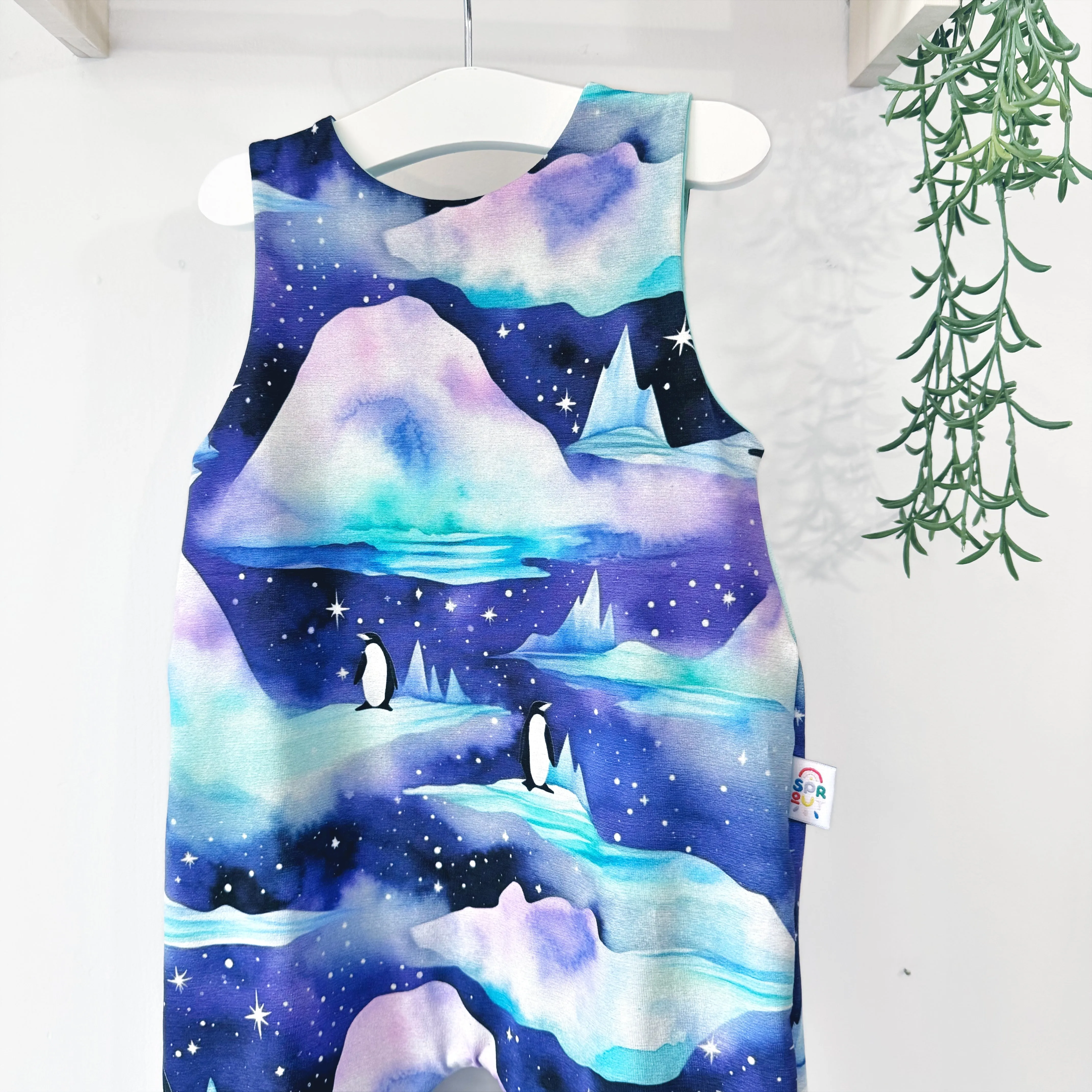 Penguin Organic Dungarees | Kids Unisex Romper | Baby Dungarees