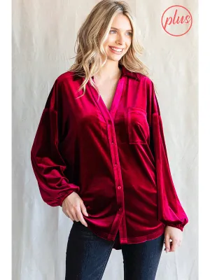 Velvet Button-Up in Curvy