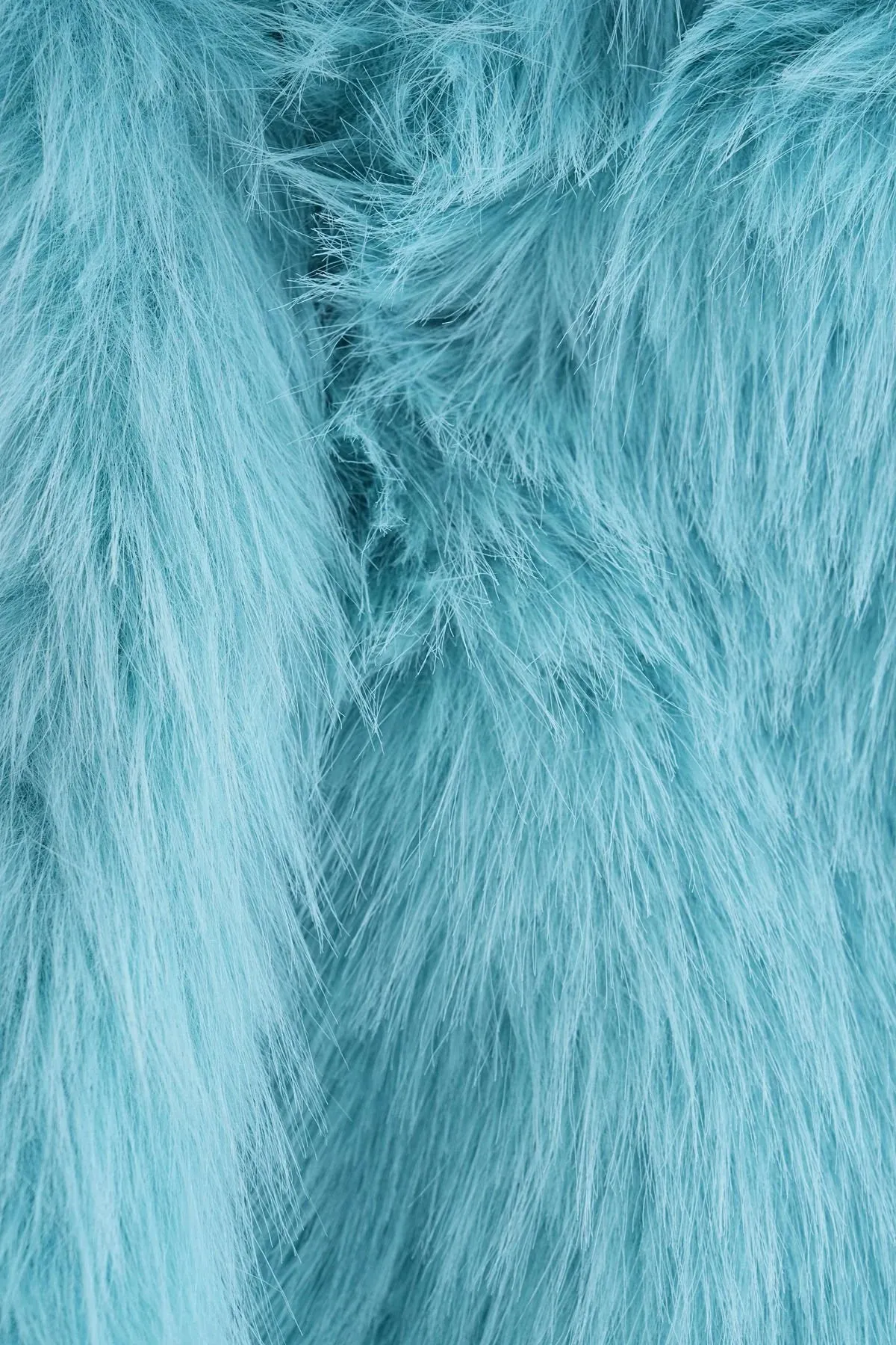 Wide Collar Faux Fur Coat  Light Blue