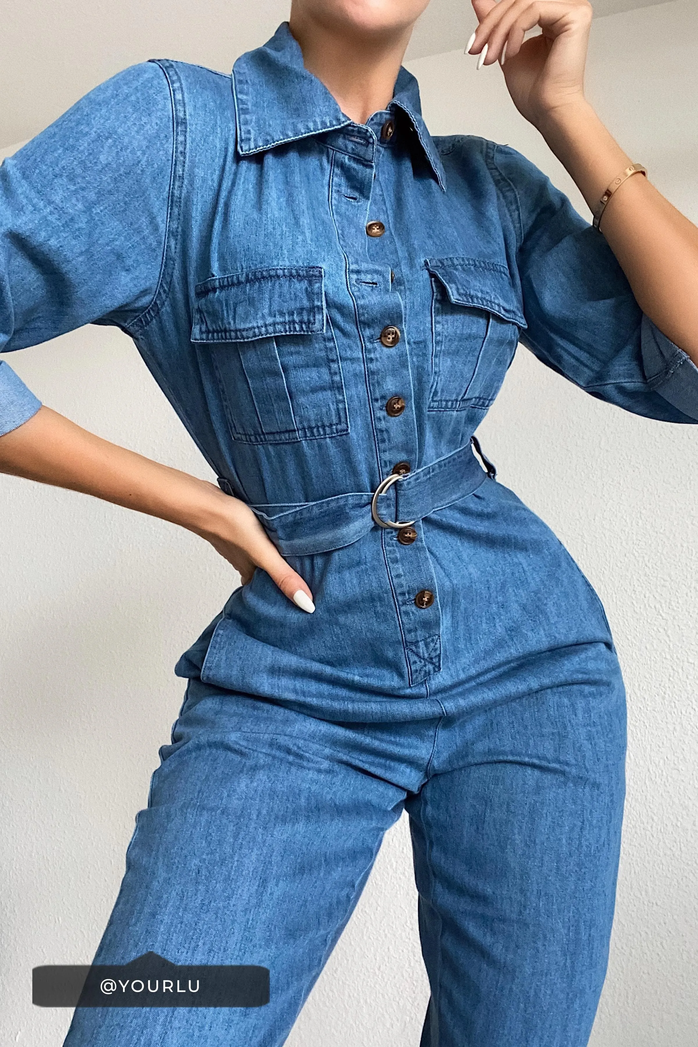 Women's Secrets Button-Up Jumpsuit